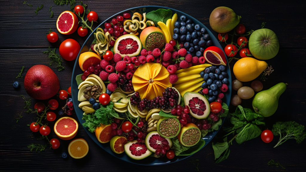 a plate full of colorful healthy foods