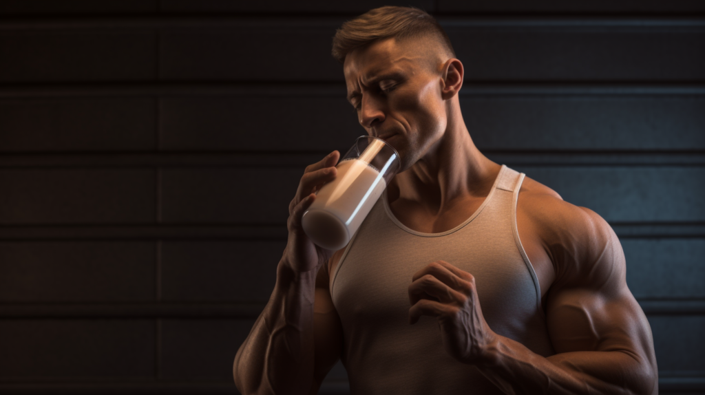 an athlete enjoying a protein shake