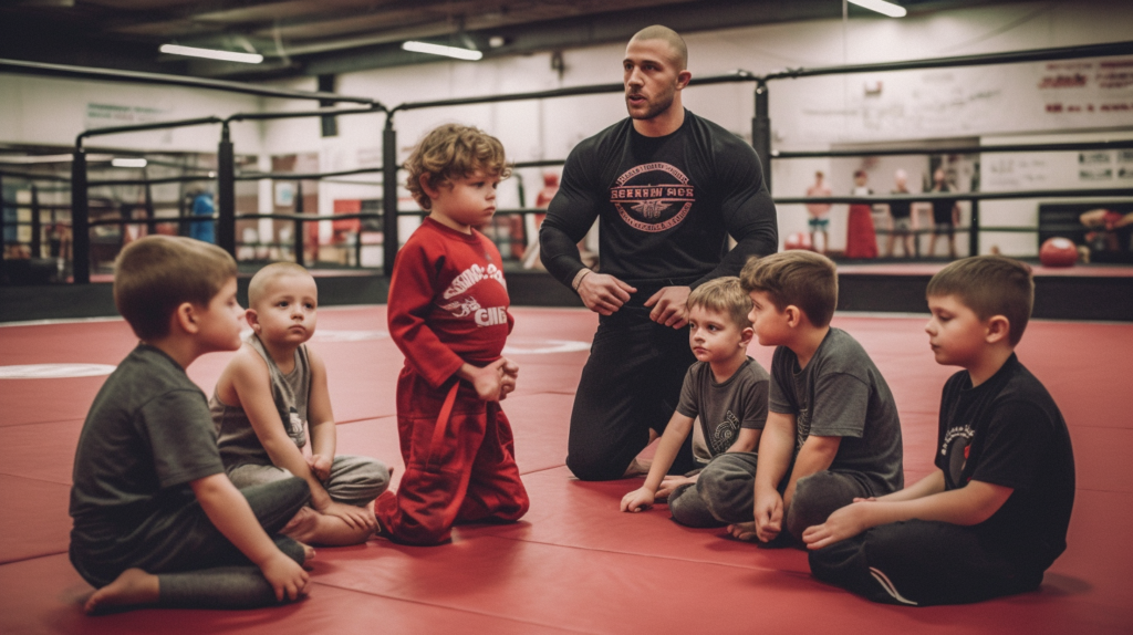 a person teaching kids MMA